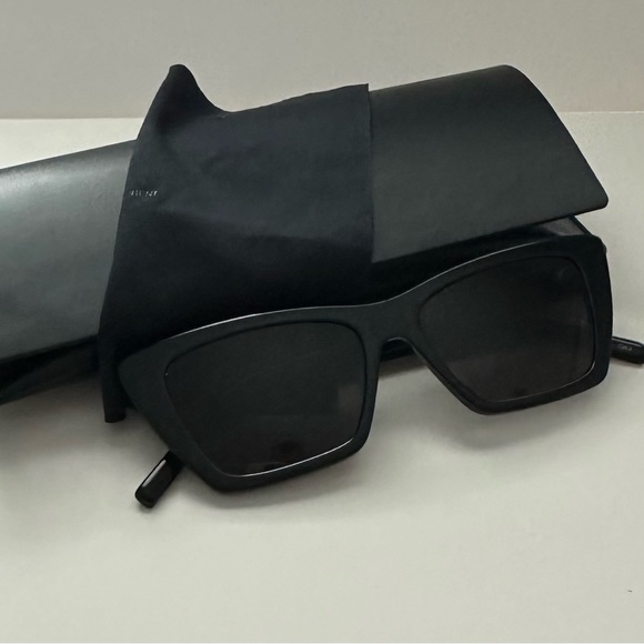 Saint Laurent Black Mica Cat Eye Sunglasses - Picture 2 of 11